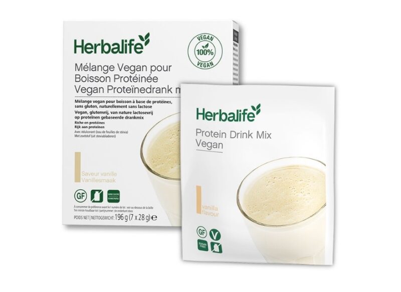 Sachets individuels de boisson protéinée Vegan Herbalife, source de protéines végétales et sans lactose
